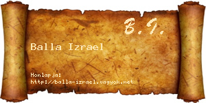 Balla Izrael névjegykártya